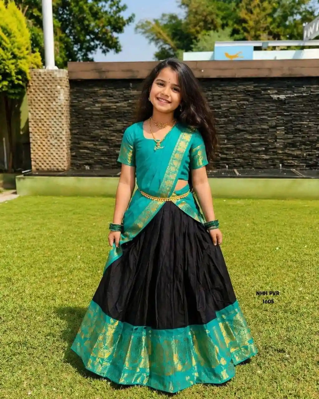 Teal & Black Princess Heritage Lehenga Choli set